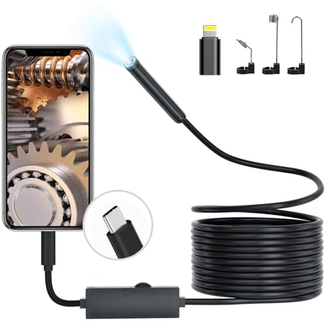 Endoskop teleskop Kamera Inspektionskamera 1920P, Typ C Endoskop, Scope Kamera Endoskopkamera Handy mit 8 LED Leuchten, 7.9mm wasserdichte Endoskopkamer für Android und iOS (5M)