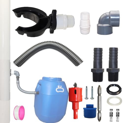 Regenwassersammler, 70-110mm Fallrohr Regensammler, Regentonne Anschluss Fallrohr, Wasserdieb Regendieb Regentonnen Verbinder für Dächer bis 80 m², mit Montagezubehör Schlauch 100cm (B)