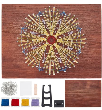 WEBEEDY Kit de manualidades de cuerda para adultos principiantes, kit de arte de cuerda de flores geométricas con instrucciones (idioma español no garantizado), todos los accesorios necesarios y