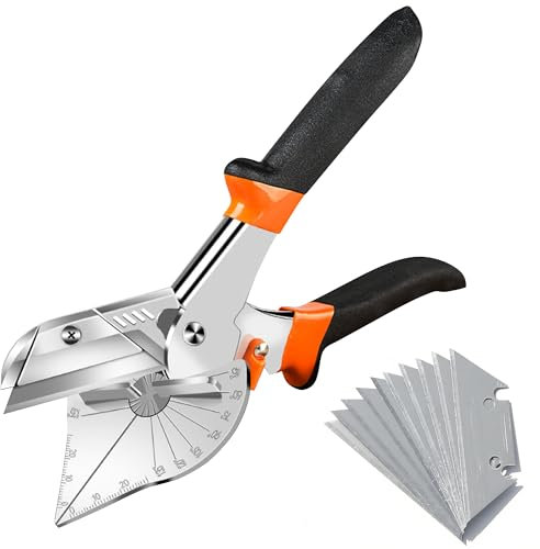 Cortador de Inglete Multiángulo: Multifuncionales Tijeras Angulares para Angulos de 45 a 135 Grados con 10 Cuchillas de Repuesto para Cortar Madera Plástico PVC y Más