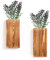 Accmuzzy Jarrón Decorativo de Pared para Plantas, Juego de 2 Macetas de Madera con Plantas Artificiales, Jarrón de Pared para Interior y Exterior, Decoración de Pared de Madera para Salón y Dormitorio
