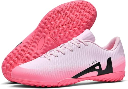 Kmrlofiy Fotbollsskor, herr, spike, mikrofiber, cleats, professionella fotbollsskor, barn, ungdomar, utomhus, sport, sport, träningsskor, sportskor, Rosa 1, 42 EU
