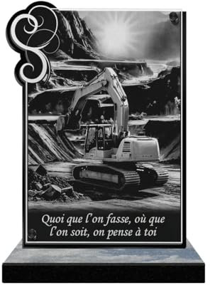 Eternel - Plaque Funéraire Personnalisée Cadre Ornements - Btp, Maçon, Ouvrier, Engin de Chantier - Texte Personnalisable, Plaque Funéraire Gravée au Laser, Hommage, Tombale, Funérailles Commémoration