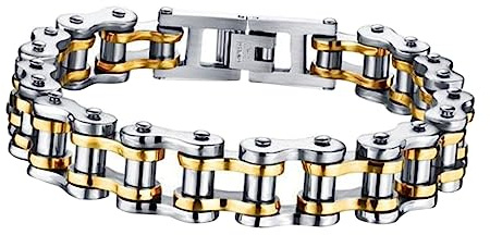 DEARMAMY Pulsera de Acero Resistente para Hombre Cadena de Eslabones, Diseño Moderno y Cierre Seguro, Adecuado para Motociclistas y Uso Diario