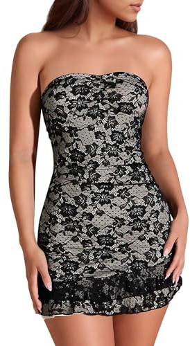 Women's Sexy Tube Dress Summer Y2K Floral Print Strapless Bodycon Mini Dress Date Night Party Club Bandeau Short Dress