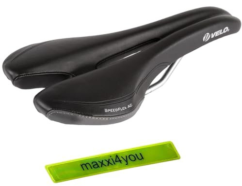 Velo Speedflex AC - Sella da corsa a V, colore nero, con nastro riflettente maxxi4you
