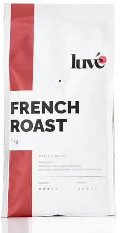 Luve French Roast Coffee Beans 1kg – Medium Dark Roast 100% Arabica – Fresh Roasted UK – Strong Whole Bean Coffee with Smoky Dark Chocolate & Citrus Notes – Smooth Crema