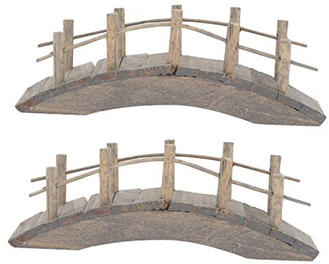 Yardenfun 1set Miniature Wooden Arch Bridge Model for DIY Dollhouse and Garden Micro Scene Decoration Realistic Mini House Accessory for Creative Landscapes 2pcs