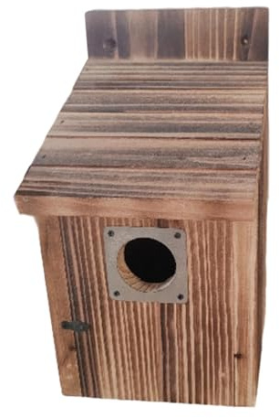 KiBcsLic Casa para Pájaros de Madera Refugio Exterior Colgante Protector Entrada Metálico Nido Impermeable Fácil de Limpiar para Swallow Hummingbird Patio