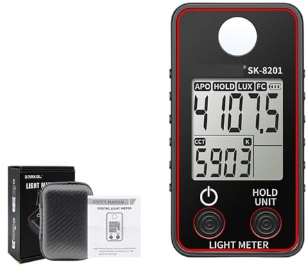 Luxmetro, Misuratore di luce Misuratore di illuminamento digitale Misuratore di lux portatile LCD 0,5-300.000 Lux/Fc Luxmetro tascabile Fotometro Coltivazione piante(SK-8201)