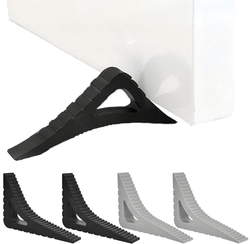 MYLERCT 4 Pezzi Ferma Porta da Pavimento, Triangolari Fermaporte da Terra, Antiscivolo Cuneo Fermaporta Gomma, per L'uso in Finestre di Camere da Letto, Cucine e Balconi