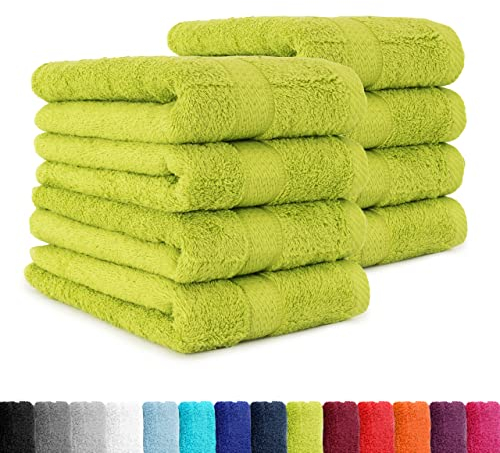BaSaTex - 8er Pack Handtücher Premium 50x100 cm aus Baumwolle - Frottee Handtuch Set mit Aufhänger - Öko-Tex Made in Green Zertifiziert - Apfelgrün