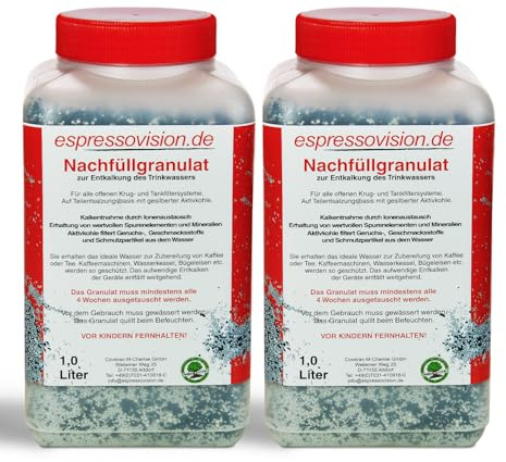 2 Liter Nachfüllgranulat - Wasserfilter Granulat für nachfüllbare Kartuschen I Füllgranulat/Filtergranulat für Krug- & Tankfilter vieler Marken - entkalkt Wasserenthärter für Filterkartuschen