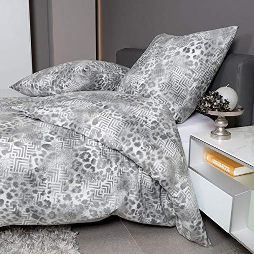 Janine Design Feinbiber Bettwäsche Davos 65092-08 opalgrau 1 Bettbezug 135 x 200 cm + 1 Kissenbezug 80 x 80 cm