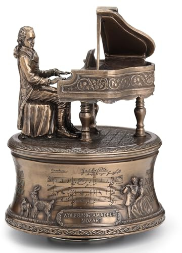 Veronese Design Caja de música giratoria de Piano Mozart de Bronce