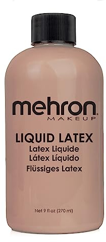 Mehron Makeup Liquid Latex | SFX Makeup | Halloween Latex Makeup | Latex Glue for Skin | Prosthetic Glue 9 fl oz (266 ml) (Dark Flesh)