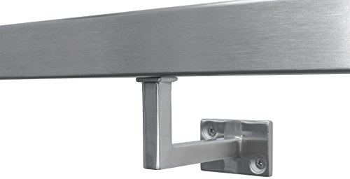 Brushed Satin Polished 320-grit Stainless Steel Square Handrail Wall Bracket for Square, Rectangular or Flat Handrails and Bannister Stair Rails