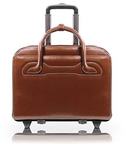 McKlein WILLOWBROOK, 17 Leather Detachable -Wheeled Ladies' Laptop/Computer & Tablet Business Briefcase Bag/Women's Rolling Overnight Travel Bag, Removable trolley case