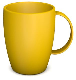 Ornamin Mug with Handle 260 ml Yellow (model 420) | sturdy coffee mug made of plastics, coffee cup, reusable mug