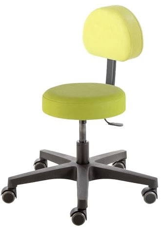 Prova Nova GmbH Drehhocker Comfort Kita 4406, extra niedrig, Sitzhöhen ca. 38-44/40-46 cm, Rundsitz und Rückenteil, Polsterdekor:Dekor Limone, Rollen/Bodengleiter:Rollen (Sitzhöhe ca. 40-46 cm)