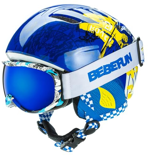 BeBeFun Toddler and Kids Ski Helmet Snowboarding Helmet with Goggles for Snow Activity Ultra Lightweight Comfort and Warmth Small Size ASTM & CE Certified Suggest 2-6years