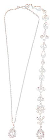 Holibanna Hochzeit Braut Hintergrund Halskette Kristallblume Anhänger Rücken Halskette Körperkette Rosenkranz Kommunion Mädchen Schmuck für Frauen Mädchen (Silber)