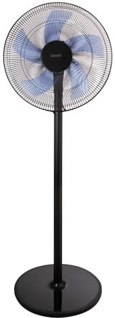 SOGO Ventilador De Pie Potente Y Silencioso 40cm Con Altura Ajustable 90-135cm - Ventilador De Suelo Oscilante Con 3 Velocidades - 5 Aspas Bajo Ruido 50W Clase Energética A+ Color Negro