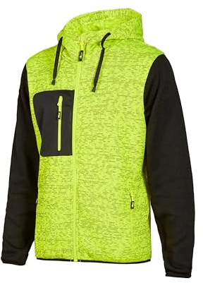 U-Power Rainbow, Sweat-shirt entièrement zippé, avec grandes poches, molleton doux, tissu en coton extensible, col haut, capuche réglable, vêtements d'hiver confortables (YELLOW FLUO 4XL)