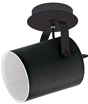 EGLO Deckenlampe Villabate, 1 flammige Deckenleuchte, Klassisch, Deckenstrahler aus Stahl und Textil, Wohnzimmerlampe in Schwarz, Weiß, Küchenlampe, Spot mit E27 Fassung