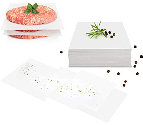 GOURMEO Fogli di Carta Antiaderente 500 Pezzi per pressa per Hamburger, Rotondi, Diametro 14x14 cm | Carta da Forno, Fogli Separatori per Hamburger polpette
