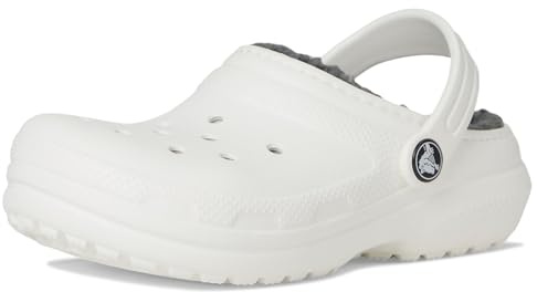 Crocs Classic Lined Clog K Unisex - Bambini e ragazzi, White/Grey, 33/34 EU