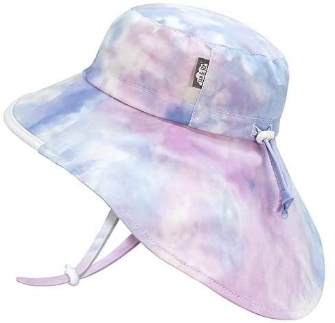 Jan & Jul Summer Swim Sun-Hat for Toddler Kids 100% Cotton (L: 2-5 Years, Cotton Candy Tie-Dye)