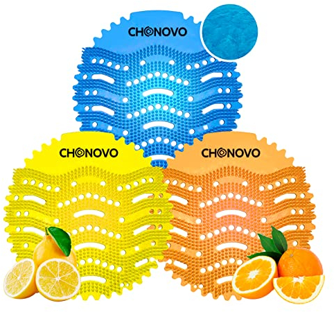 12 Stück Urinalsieb mit Duft, Urinalsieb Spritzschutz Duft Lufterfrischer Einzeln Verpackt für WC Gästebads Bad Öffentlichen Toiletten Urinal - 4 Stk Meeresbrise 4 Stk Zitrone 4 Stk Orange