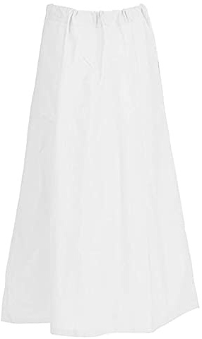 Fashnkart Cotton Petticoats For Women Indian Saree Underskirt Stitched Solid Drawstring Adjustable Waist Sari White