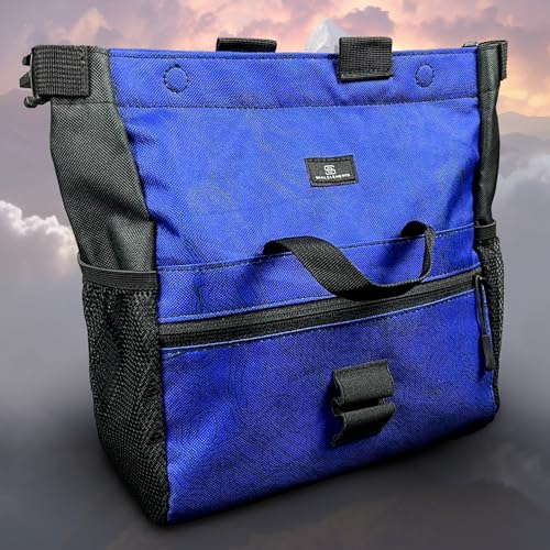 Skill Elements Große Kreide-Tasche zum Klettern – Magnetverschluss, 2 Reißverschlusstaschen, 2 Seitentaschen und 4 Bürstenhalter – Kletterkreidebeutel, Boulder-Kreideeimer, Kletterkreide-Tasche (blau)