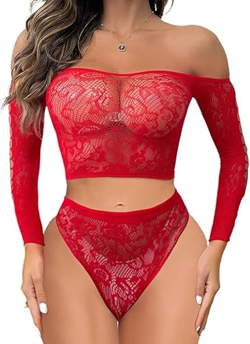 Buitifo Femme Ensemble de Lingerie Mesh Sexy Nuisette Babydoll Dentelle Bodys sous-Vêtement