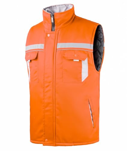 Yukirtiq Herr Hi Viz vadderad kroppsvärmare väst arbetskläder byggare vinter väst hel dragkedja ärmlös arbetsrock vindtät varma toppar, Orange, S