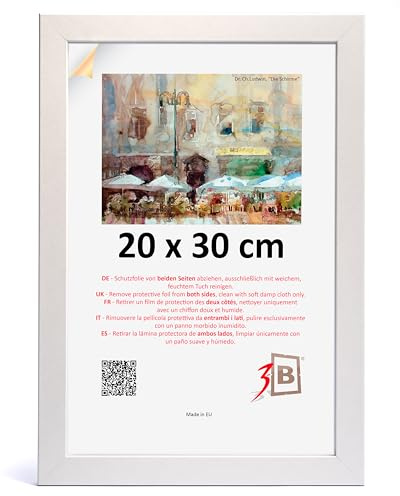 3-B Cornice portafoto HIT – Bianco – 20 x 30 cm – Cornice in legno, cornice portafoto, cornice per ritratti con vetro acrilico