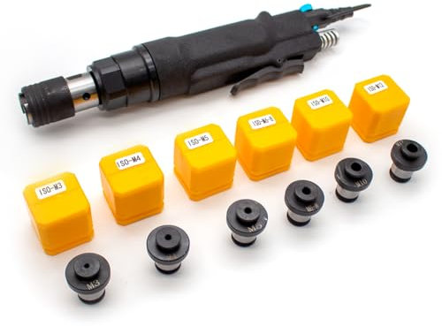 LeTkingok Maschiatrice Pneumatica, Foratrice per Maschi Autobloccante Forte Filettatrice con Ritorno del Filo con Pinze ISO 6PCS M3-M12