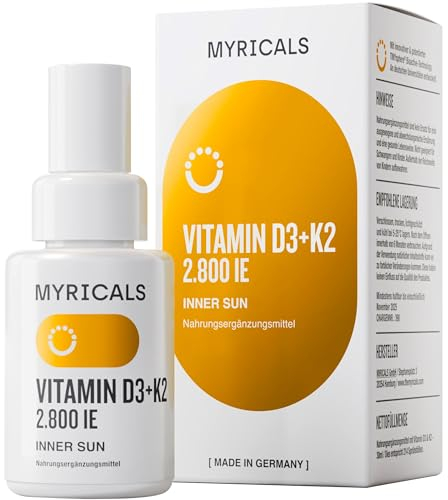 MYRICALS VITAMIN D3 + K2 Premium Spray Liquid, reicht für 7 Monate, hochdosiert mit höchster Bioverfügbarkeit, patentierte Technologie, Made in Germany & vegan, entdecke jetzt unseren D3K2 Komplex