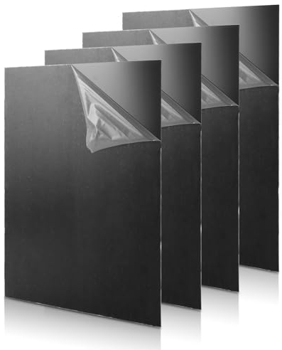 AKOLAFE 4 Pièces Plaque Acrylique 2mm Feuille Acrylique A3 Feuille de Plastique Plaque 42x30cm Plaque Pvc 2mm Carrée Robuste Plaque Plastique Noir pour Peinture, Bricolage, Projet