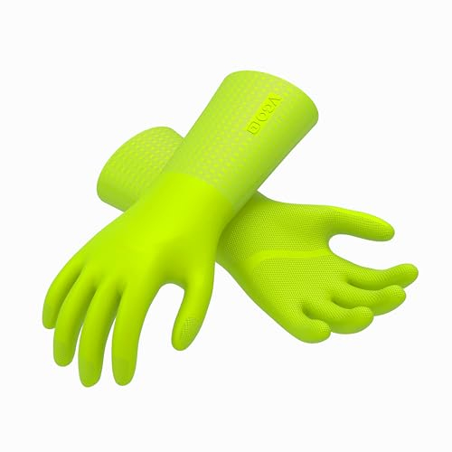 Vgo... Gants de Nettoyage de Qualité Restauration, -10~100℃ Résistant aux Graisses et Produits Chimiques pour Cuisines Industrielles et Ménager (Lavables au Lave-Vaisselle) (TP1117,Vert,S)