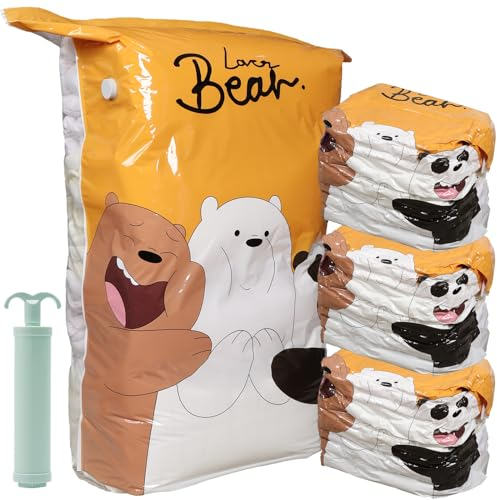 Ahigh Vakuumbeutel für Kleidung, Jumbo 4er Pack (80x100x38cm), Extra große staubsauger vakuumbeutel für Bettdecken, Bettwäsche, Platzsparende Vakuumsäcke für 80% mehr Stauraum