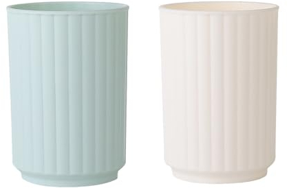wongwongcat Wide Striped Toothbrush Cup 2Pcs, Simple Couple Toothbrush Cup, Large Capacity Bathroom Cup, Juice Cup, Reusable Water Cup (White&Green)
