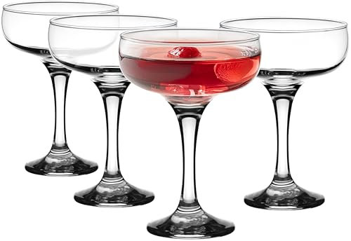 Glasmark KROSNO 1992 Sektgläser-Set Flach 4-teilig Champagner-Gläser 4-er Set Sektschalen aus Glas 4x170 ml