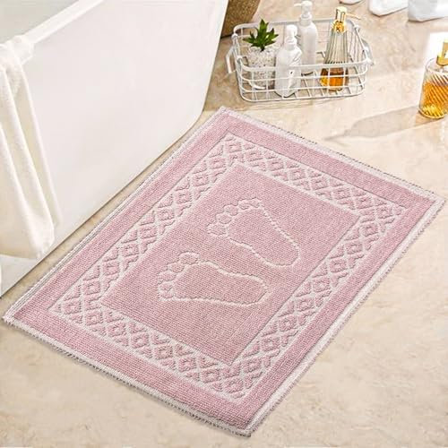 Soffy Rosa & Rosa 2er Pack Badematte | Natürliche Baumwolle Badteppich | Weiche Bad- und Duschvorleger | Für Bad, Dusche und Toilette Maschinenwaschbar, Schnell Trocknend Badvorleger