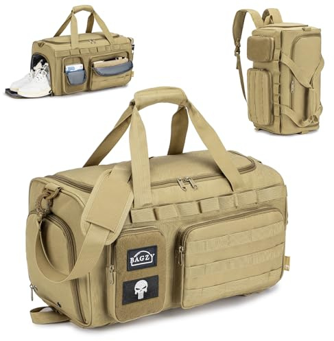 BAGZY Bolsa Deporte Hombre 40 litros Mochila Gimnasio Táctica Militar Impermeable Bolsa de Viaje Grande Bolso Deporte Mujer para Entrenamiento para Deportes, Fitness, Fin De Semana, Camping, Cachi