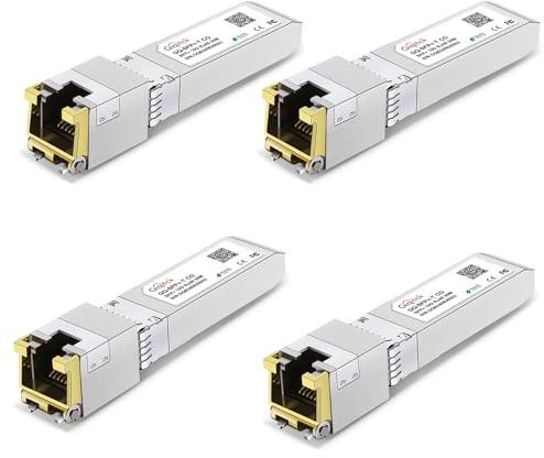 SFP+ auf RJ45 10GBase-T Modul, 10 Gbe Kupfer SFP zu Ethernet Netzwerk-Transceiver für Cisco SFP-10G-T-S, Ubiquiti UniFi UF-RJ45-10G, Meraki, Supermicro und mehr, bis zu 30 m, 4 Stück