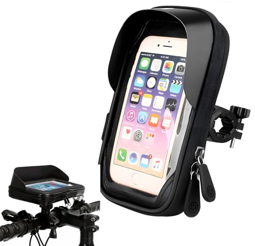 UYGTHI Handyhalterung Fahrrad Wasserdicht Smartphone Halterung Fahrrad 360° Drehbar Lenkertasche für 4.5–6.4 Zoll Handy Outdoor Touren