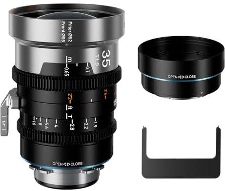 SIRUI IronStar T1.9 1.5X Lente Cinematográfico Anamórfico, 35mm de Enfoque Manual con Montura PL Nativa, Montura EF Intercambiable(Destello Azul)